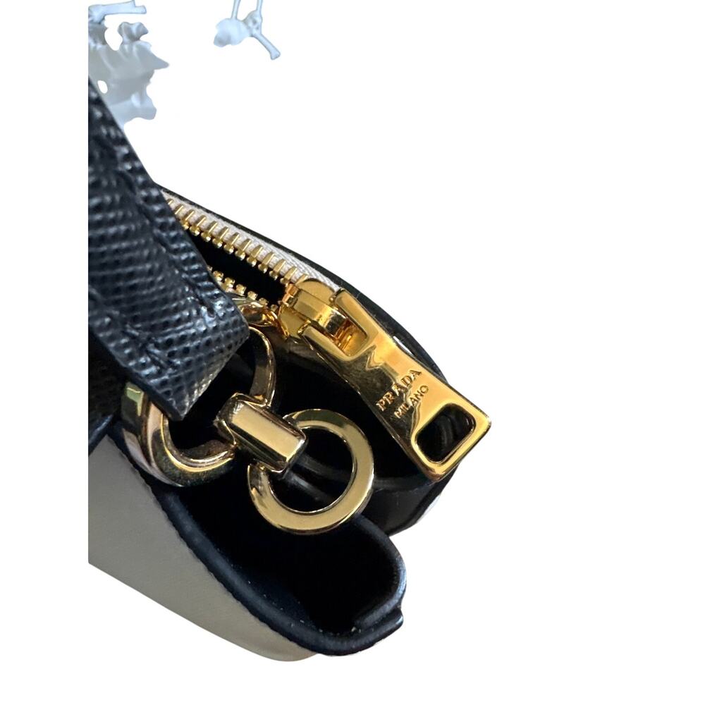 Prada Cartella Saffiano Leather Top Handle Bag White Black Gold HW NWOT - Picture 9 of 11